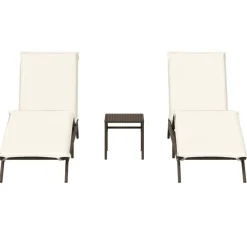 Maison Exclusive - Chaises longues lot de 2 avec table marron résine tressée Sale