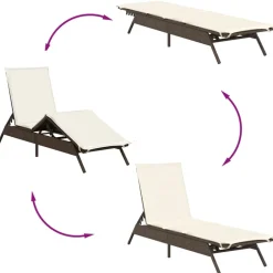 Maison Exclusive - Chaises longues lot de 2 avec table marron résine tressée Sale