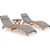 Maison Exclusive Bains De Soleil, Transats Et Hamacs | - Chaises longues et coussins 2pcs bois de teck solide gris foncé