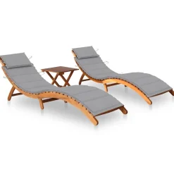 Maison Exclusive Bains De Soleil, Transats Et Hamacs | - Chaises longues et coussins 2pcs bois de teck solide gris foncé