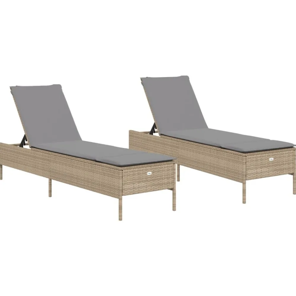 Maison Exclusive Bains De Soleil, Transats Et Hamacs | - Chaises longues avec coussins lot de 2 beige résine tressée