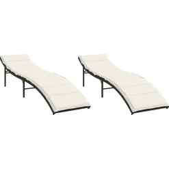 Maison Exclusive Bains De Soleil, Transats Et Hamacs | - Chaises longues lot de 2 avec table textilène et acier
