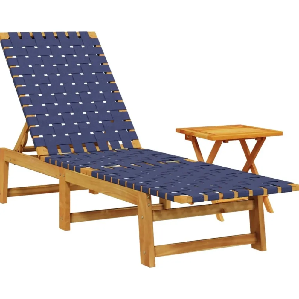Maison Exclusive - Chaises longues et table bleu foncé bois d'acacia solide tissu Best