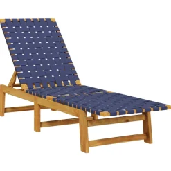 Maison Exclusive - Chaises longues et table bleu foncé bois d'acacia solide tissu Best