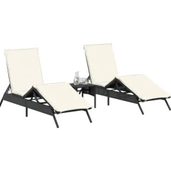 Maison Exclusive - Chaises longues lot de 2 avec table noir résine tressée Online