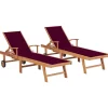 Maison Exclusive Bains De Soleil, Transats Et Hamacs | - Chaises longues lot de 2 avec coussin crème bois de teck solide