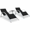 Maison Exclusive - Chaises longues lot de 2 avec table aluminium noir Clearance