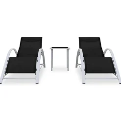 Maison Exclusive - Chaises longues lot de 2 avec table aluminium noir Clearance