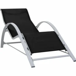 Maison Exclusive - Chaises longues lot de 2 avec table aluminium noir Clearance