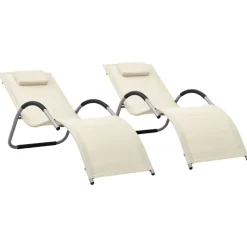 Maison Exclusive - Chaises longues textilène lot de 2 crème et gris Hot
