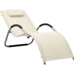 Maison Exclusive - Chaises longues textilène lot de 2 crème et gris Hot