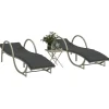 Maison Exclusive Bains De Soleil, Transats Et Hamacs | - Chaises longues de jardin table à thé 3 pcs résine tressée noir
