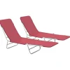 Maison Exclusive - Chaises longues pliables lot de 2 acier et tissu rouge Online
