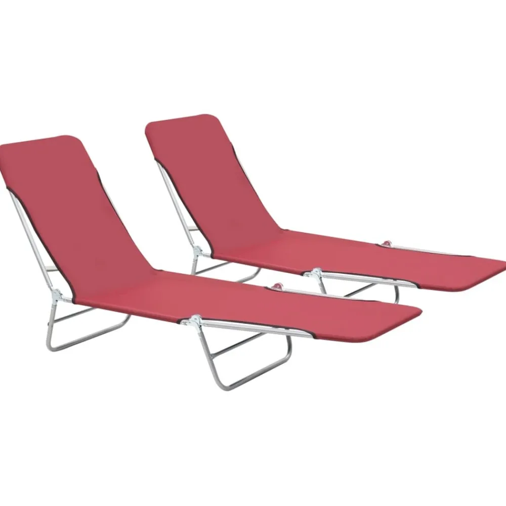 Maison Exclusive - Chaises longues pliables lot de 2 acier et tissu rouge Online
