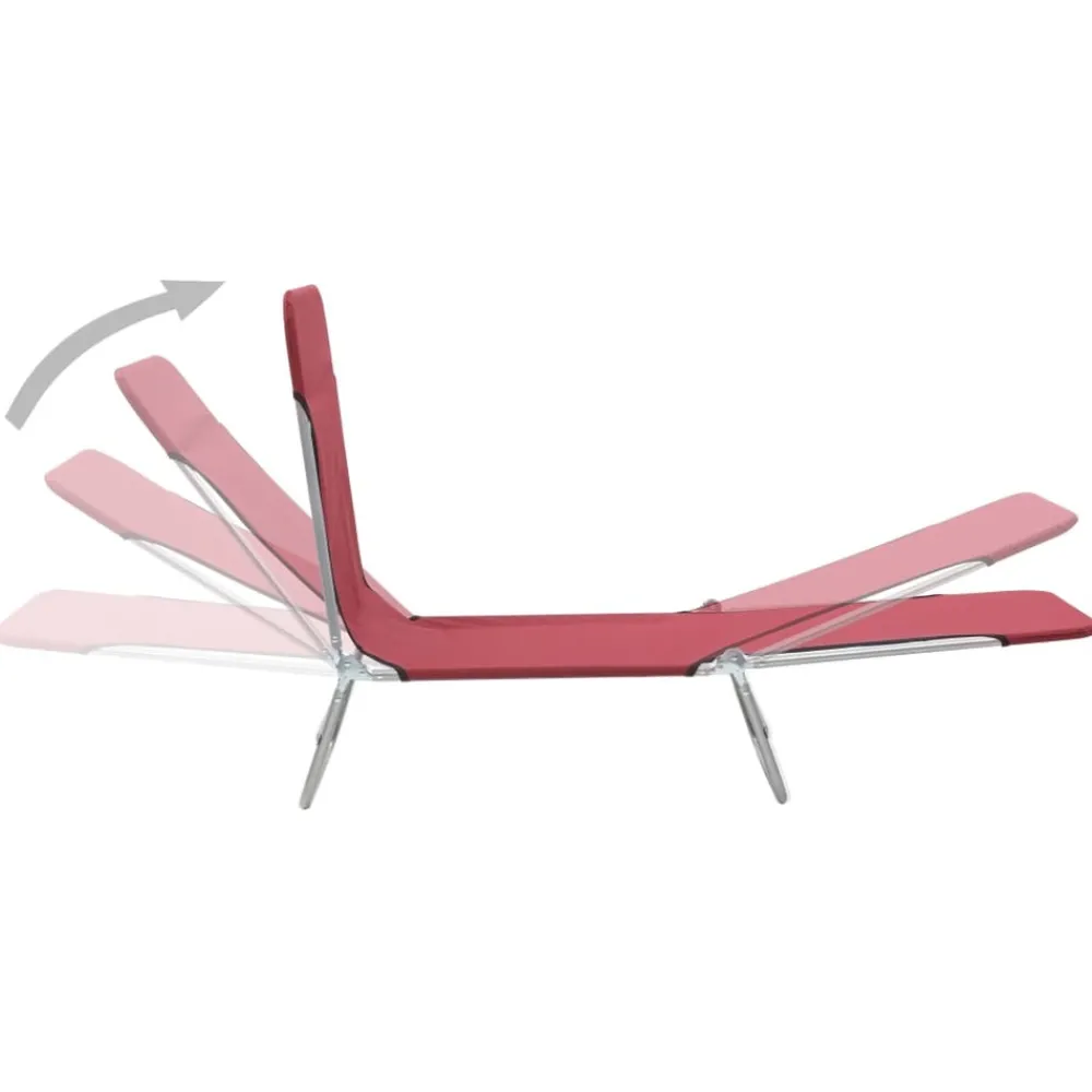 Maison Exclusive - Chaises longues pliables lot de 2 acier et tissu rouge Online
