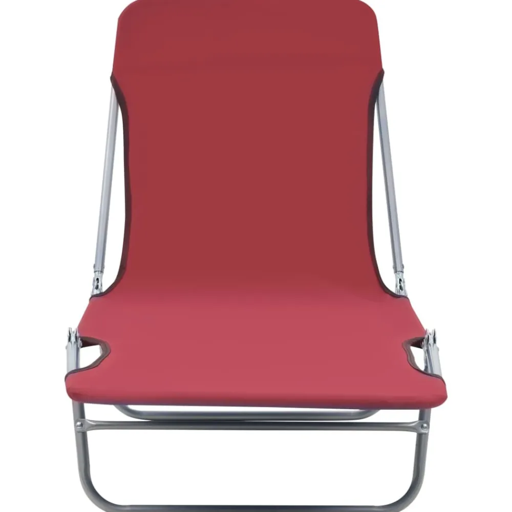 Maison Exclusive - Chaises longues pliables lot de 2 acier et tissu rouge Online