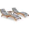 Maison Exclusive - Chaises longues lot de 2 avec table et coussins acacia solide Outlet
