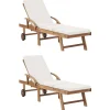 Maison Exclusive Bains De Soleil, Transats Et Hamacs | - Chaises longues et coussins blanc crème lot de 2 bois d'acacia