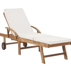Maison Exclusive Bains De Soleil, Transats Et Hamacs | - Chaises longues et coussins blanc crème lot de 2 bois d'acacia
