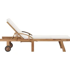 Maison Exclusive Bains De Soleil, Transats Et Hamacs | - Chaises longues et coussins blanc crème lot de 2 bois d'acacia