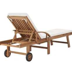 Maison Exclusive Bains De Soleil, Transats Et Hamacs | - Chaises longues et coussins blanc crème lot de 2 bois d'acacia