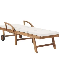 Maison Exclusive Bains De Soleil, Transats Et Hamacs | - Chaises longues et coussins blanc crème lot de 2 bois d'acacia