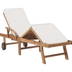 Maison Exclusive Bains De Soleil, Transats Et Hamacs | - Chaises longues et coussins blanc crème lot de 2 bois d'acacia