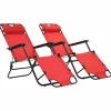 Maison Exclusive - Chaises longues pliables 2 pcs avec repose-pied acier rouge Best
