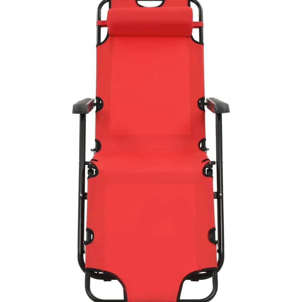 Maison Exclusive - Chaises longues pliables 2 pcs avec repose-pied acier rouge Best