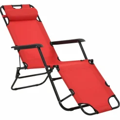 Maison Exclusive - Chaises longues pliables 2 pcs avec repose-pied acier rouge Best