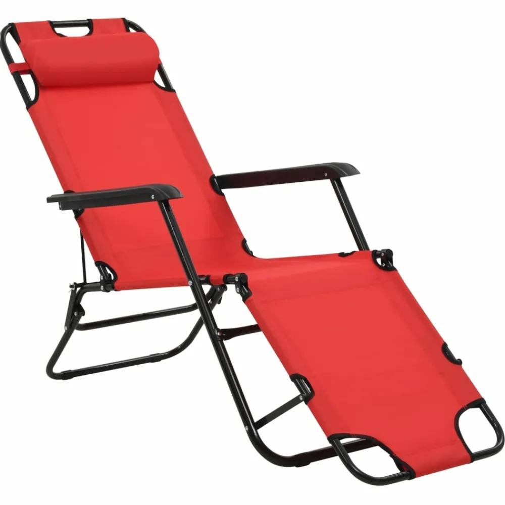 Maison Exclusive - Chaises longues pliables 2 pcs avec repose-pied acier rouge Best