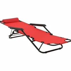 Maison Exclusive - Chaises longues pliables 2 pcs avec repose-pied acier rouge Best