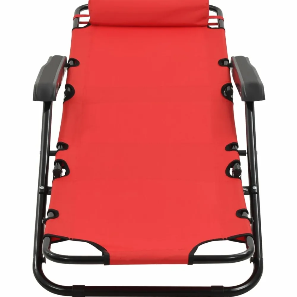 Maison Exclusive - Chaises longues pliables 2 pcs avec repose-pied acier rouge Best