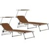 Maison Exclusive - Chaises longues pliables et toit lot de 2 aluminium textilène Clearance