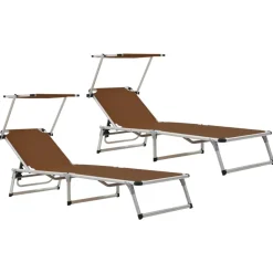 Maison Exclusive - Chaises longues pliables et toit lot de 2 aluminium textilène Clearance