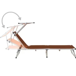 Maison Exclusive - Chaises longues pliables et toit lot de 2 aluminium textilène Clearance