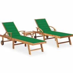 Maison Exclusive - Chaises longues lot de 2 avec table et coussin bois teck solide Outlet