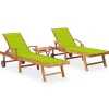 Maison Exclusive - Chaises longues lot de 2 avec table et coussin bois teck solide