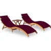 Maison Exclusive Bains De Soleil, Transats Et Hamacs | - Chaises longues avec coussins 2 pcs bois de teck solide rouge
