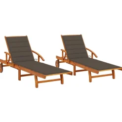 Maison Exclusive Bains De Soleil, Transats Et Hamacs | - Chaises longues lot de 2 et coussins gris clair résine tressée