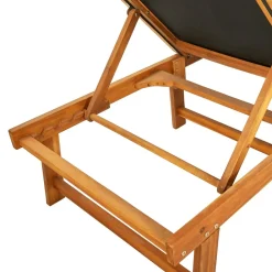 Maison Exclusive - Chaises longues lot de 2 noir bois d'acacia solide et textilène Sale