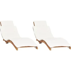 Maison Exclusive Bains De Soleil, Transats Et Hamacs | - Chaises longues lot de 2 avec table et coussins acacia solide