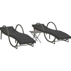 Maison Exclusive Bains De Soleil, Transats Et Hamacs | - Chaises longues lot de 2 avec table marron résine tressée