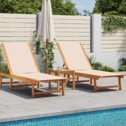 Maison Exclusive Bains De Soleil, Transats Et Hamacs | - Chaises longues pliables et roulettes lot de 2 teck textilène