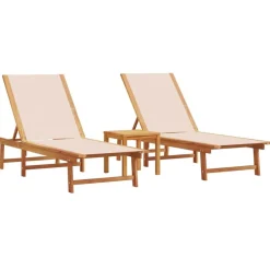 Maison Exclusive Bains De Soleil, Transats Et Hamacs | - Chaises longues pliables et roulettes lot de 2 teck textilène