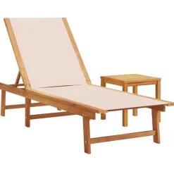 Maison Exclusive - Chaises longues lot de 2 table crème bois d'acacia et textilène Clearance
