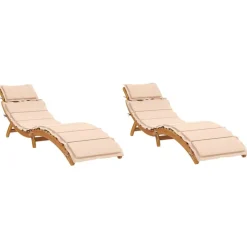 Maison Exclusive Bains De Soleil, Transats Et Hamacs | - Chaises longues lot de 2 avec coussin rouge bois de teck solide