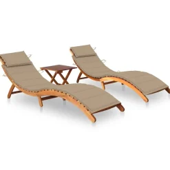 Maison Exclusive - Chaises longues lot de 2 avec table et coussins acacia solide Sale
