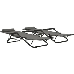 Maison Exclusive - Chaises longues pliables 2 pcs avec repose-pied acier gris Outlet