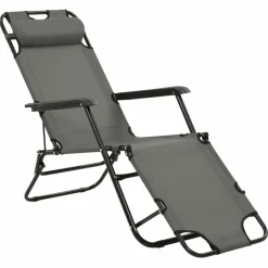 Maison Exclusive - Chaises longues pliables 2 pcs avec repose-pied acier gris Outlet